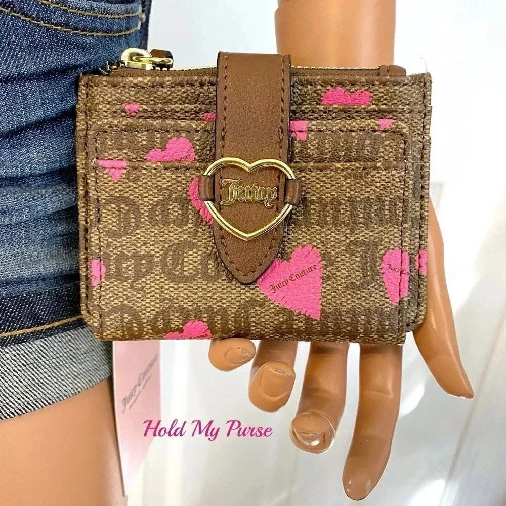 Juicy Couture Addicted To Love Heart Print Tab ID Card Case NWT